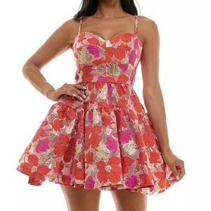 Violet Weekend Juniors' Metallic Jacquard Fit & Flare Dress Size 7/8